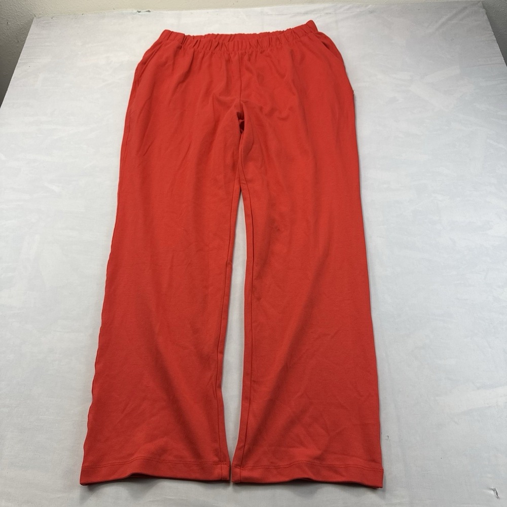 Lands' End Women's Large 14-16 Red Pull On Straight Leg Knit Pants Elastic Waist